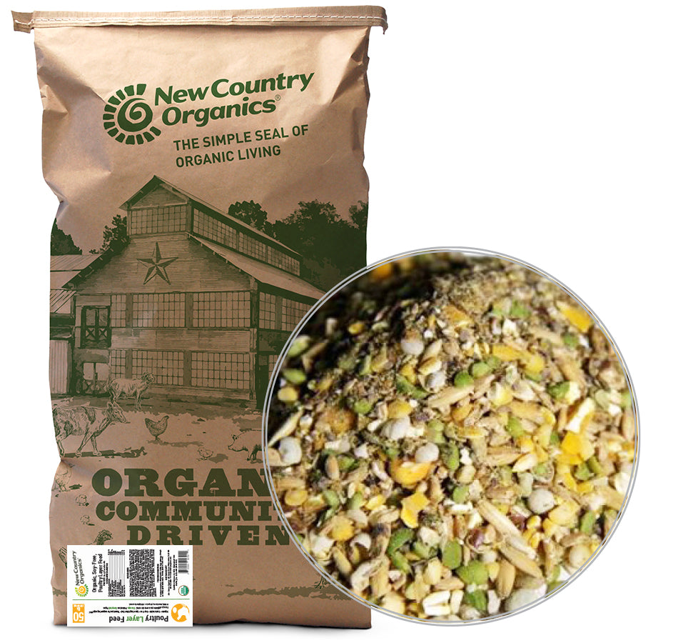 New Country Organics Organic Classic Layer Feed 50 lb bag and feed