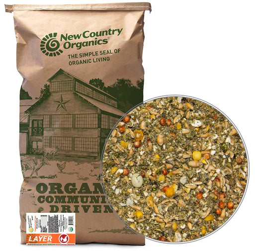 New Country Organics Pastured Perfect Layer Feed 40 lb bag with feed