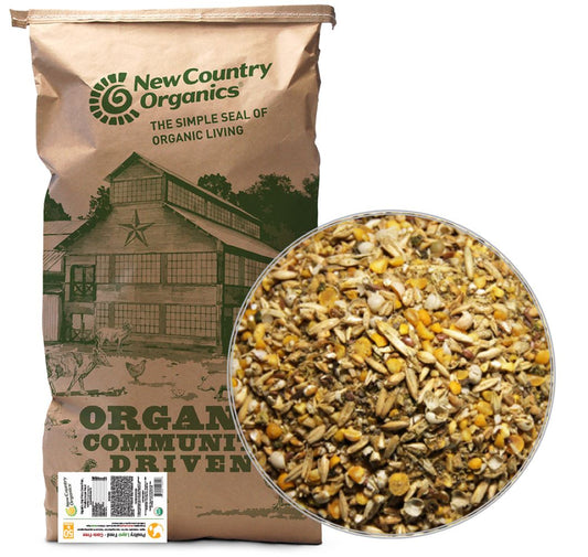 New Country Organics Organic Corn-Free Layer Feed 50 lb bag with feed