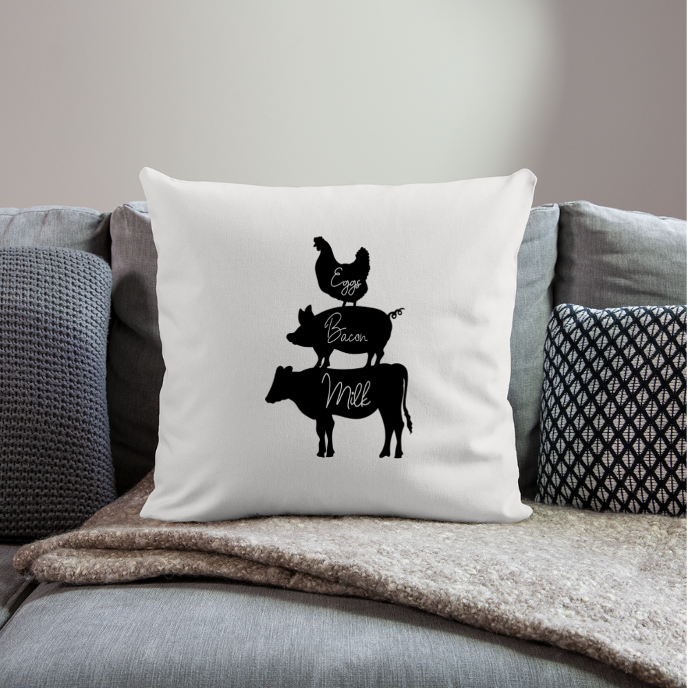 Eggs, Bacon, Milk_Throw Pillow Cover 18” x 18” - natural white