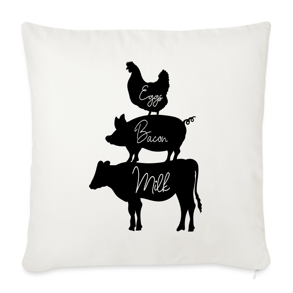 Eggs, Bacon, Milk_Throw Pillow Cover 18” x 18” - natural white