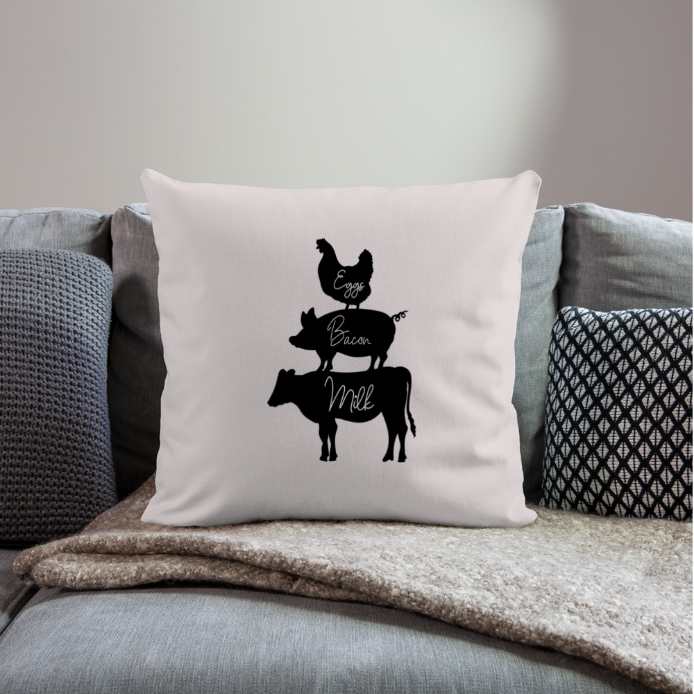 Eggs, Bacon, Milk_Throw Pillow Cover 18” x 18” - light taupe