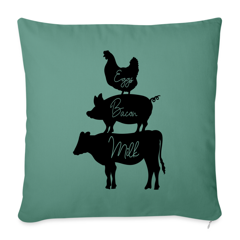 Eggs, Bacon, Milk_Throw Pillow Cover 18” x 18” - cypress green