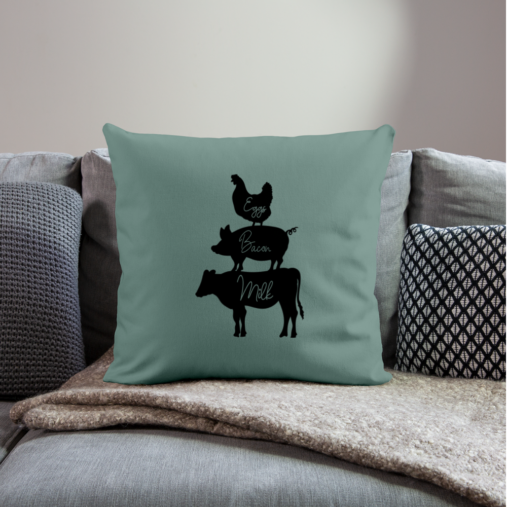 Eggs, Bacon, Milk_Throw Pillow Cover 18” x 18” - cypress green