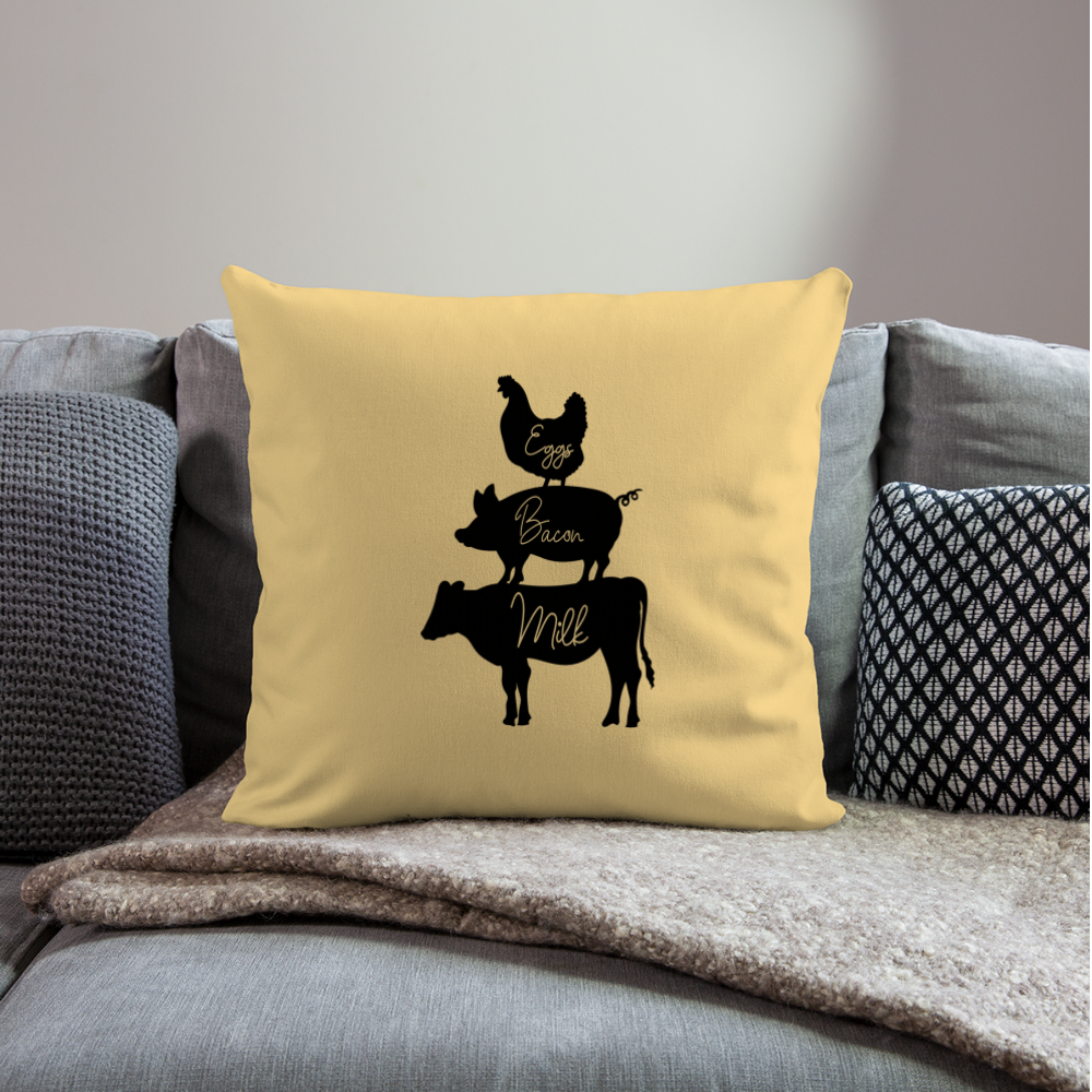 Eggs, Bacon, Milk_Throw Pillow Cover 18” x 18” - washed yellow